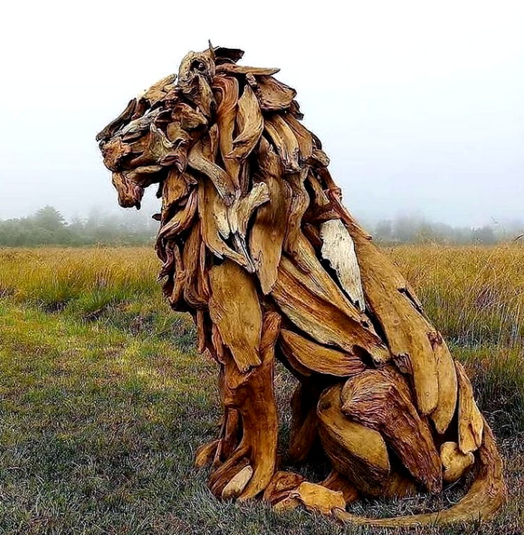 A wooden lion