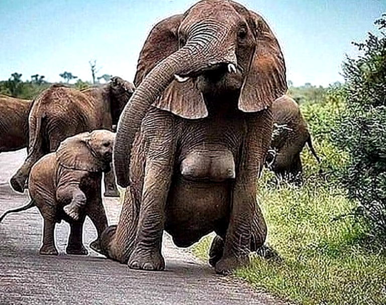 Amazing picture of playing elephants