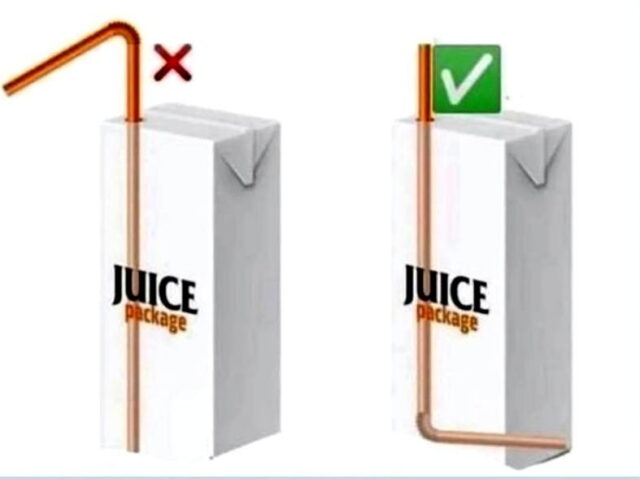 How to drink juice with straw